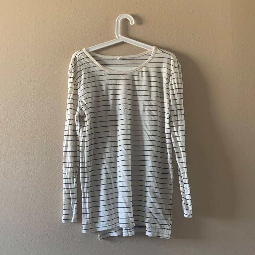 BP soft blue strip white long sleeve top